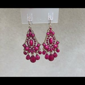 Red & Gold Beaded drop Earrings